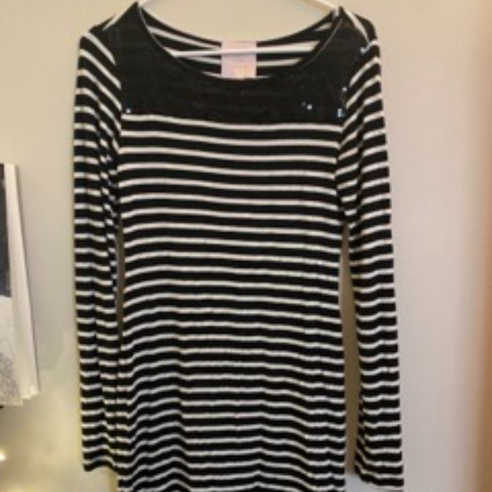 Striped Sequin Jersey Dress